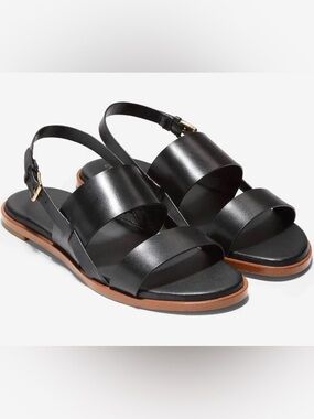 Cole Haan Flynn Flat Sandals Leather Black - 8.5